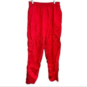 VINTAGE 80s 90s Red Lined Track Pants (Soft Lining) Ankle Zip